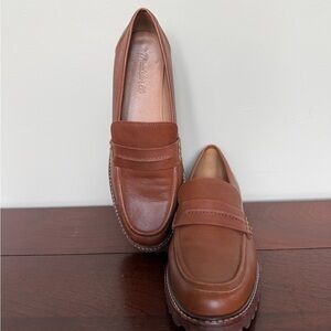Madewell Brown Leather Lug Sole Loafers Size 9 | Chunky Penny Loafers
